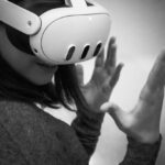 Woman wearing a VR headset