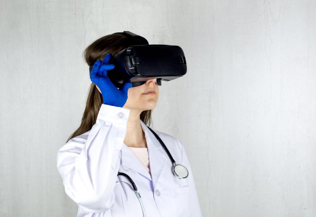 Doctor wearing a VR headset