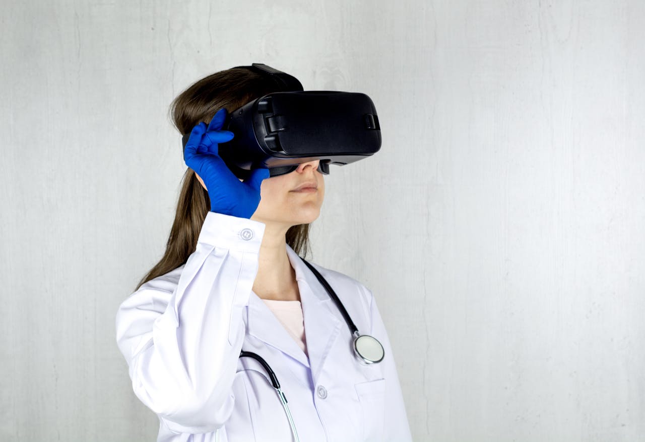Doctor wearing a VR headset