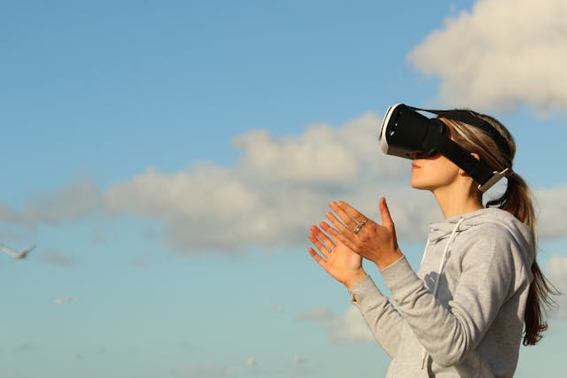 Woman wearing a VR headset